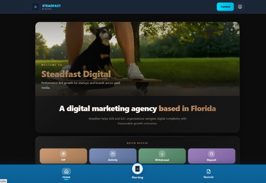 Homepage section snapshot showing hero and quick-access modules