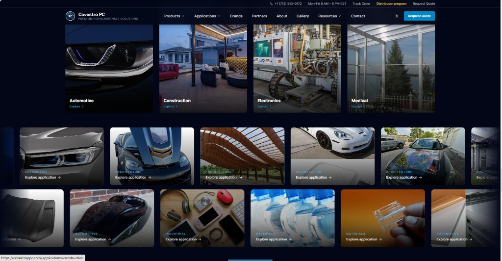 Applications gallery showcasing vertical use cases